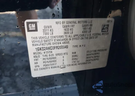 2015 GMC Yukon Sle from USA, damaged, VIN 1GKS2AKC0FR266949